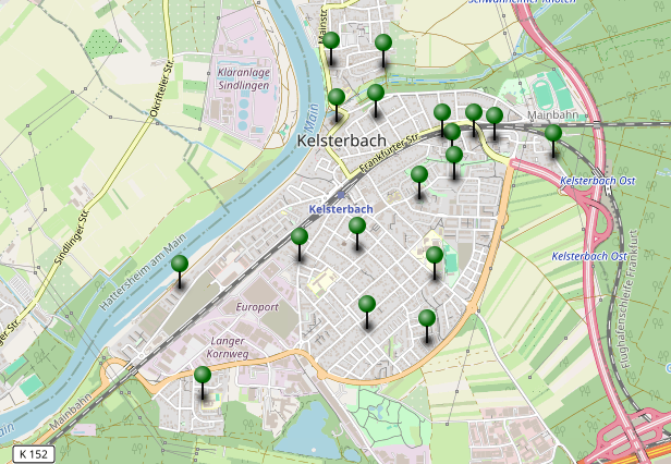 Karte mit den Nadeln